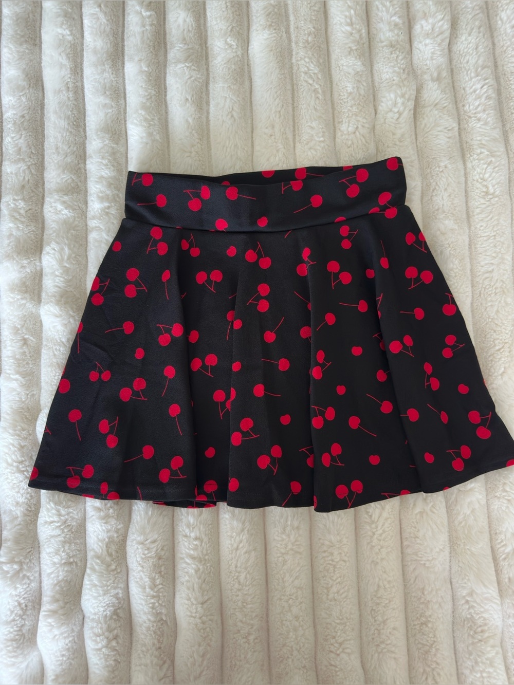 Black Skater Skirt with Red Cherry Print